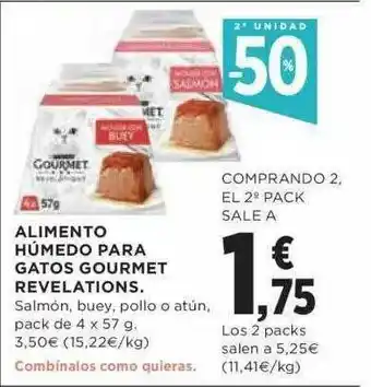 Hipercor 2a Unidad -50% Alimento Húmedo Para Gatos Gourmet Revelations oferta