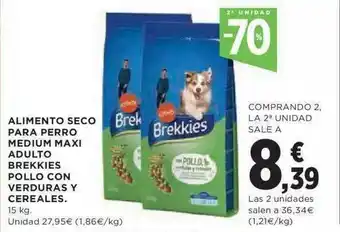 Hipercor 2a Unidad -70% Alimento Seco Para Perro Medium Maxi Adulto Brekkies Pollo Con Verduras Y Cereales oferta
