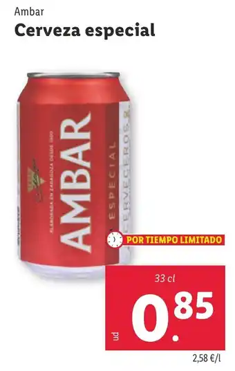 Lidl AMBAR Cerveza especial oferta