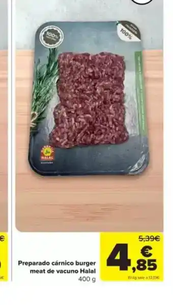 Carrefour Preparado cárnico burger meat de vacuno Halal oferta