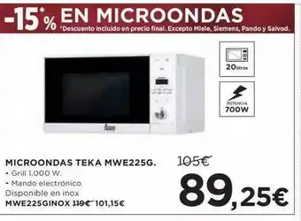 Hipercor Microondas Teka Mwe225g oferta