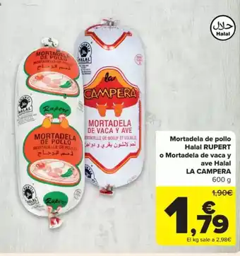 Carrefour Mortadela de pollo Halal o Mortadela de vaca y oferta