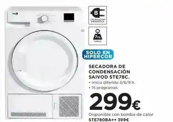Hipercor Secadora De Condensación Saivod Ste78c oferta