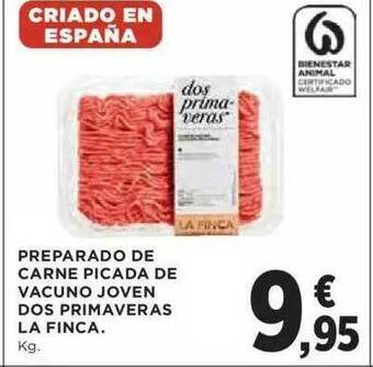 Hipercor Preparado De Carne Picada De Vacuno Joven Dos Primaveras La Finca oferta