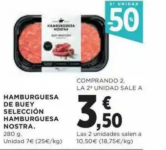 Hipercor 2a Unidad -50% Hamburguesa De Buey Selección Hamburguesa Nostra oferta