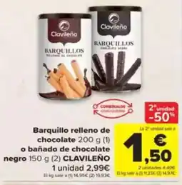 Carrefour Barquillo relleno de chocolate oferta