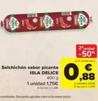 Carrefour SLA DELICE Salchichón sabor picante oferta