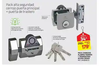 Leroy Merlin Pack Cerrojos Alarma 7930rsa + 7930rsatras Acero Cromo oferta