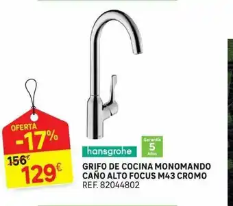 Leroy Merlin Grifo De Cocina Monomando Caño Alto Focus M43 Cromo Hansgrohe oferta