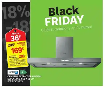 Leroy Merlin Campana Extractora Digital Ix Plata 60 X 56 X 45 Cm Turboair oferta