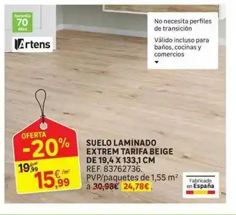 Leroy Merlin Suelo Laminado Extrem Tarifa Beige De 19.4 X 133.1 Cm oferta