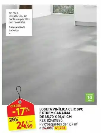 Leroy Merlin Loseta Vinílica Clic Spc Extrem Canaima De 45.70 X 91.41 Cm oferta