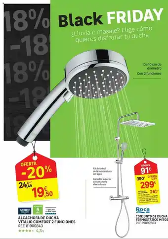 Leroy Merlin Grohe Alcachofa De Ducha Vitalio Comfort 2 Funciones Roca Conjunto De Ducha Termostático Mitos oferta