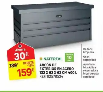 Leroy Merlin Naterial Arcón De Exterior En Acero 132 X 62 X 62 Cm 400 L oferta