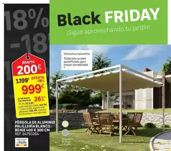 Leroy Merlin Pérgola De Aluminio Palillería Blanco Beige 400 X 300 Cm oferta