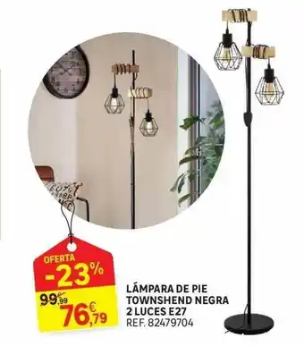 Leroy Merlin Lámpara De Pie Townshend Negra 2 Luces E27 oferta