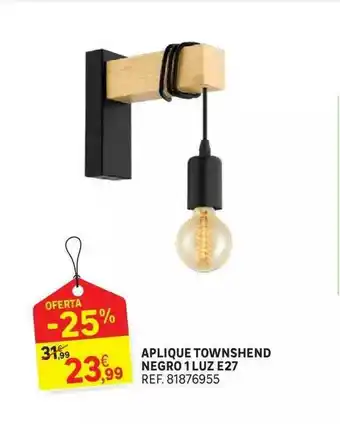 Leroy Merlin Aplique Townshend Negro 1 Luz E27 oferta