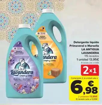 Carrefour LA ANTIGUA LAVANDERA Detergente líquido Primaveral o Marsella oferta