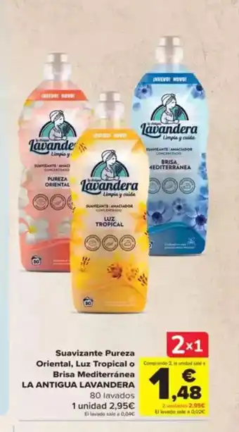 Carrefour LA ANTIGUA LAVANDERA Suavizante Pureza Oriental Luz tropical o Brisa Mediterranea oferta