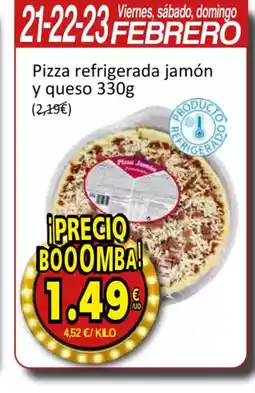 SPAR Pizza refrigerada jamón y queso oferta