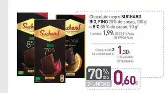 Condis Suchard Bio Chocolate Negro, Fino 70% de cacao o Bio 85% de cacao 90g oferta