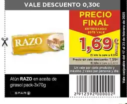 SPAR RAZO Atún en aceite de girasol oferta