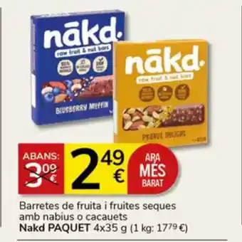 Supermercados Charter Barretes de fruita i fruites seques amb nabius o cacauets oferta