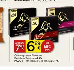 Supermercados Charter PAQUET Cafè espresso Ristretto Barista o Sontuoso 20 càpsules oferta