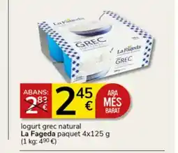 Supermercados Charter LA FAGEDA Iogurt grec natural oferta