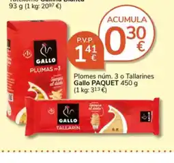 Supermercados Charter PAQUET Plomes núm. 3 o Tallarines oferta