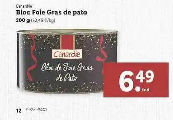 Lidl Canardie Bloc Foie Gras De Pato oferta