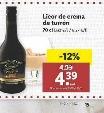 Lidl Licor De Crema De Turrón oferta