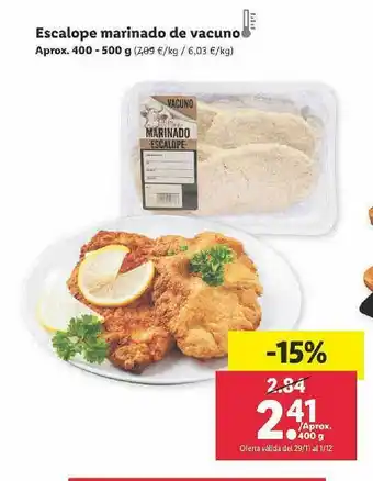 Lidl Escalope Marinado De Vacuno oferta
