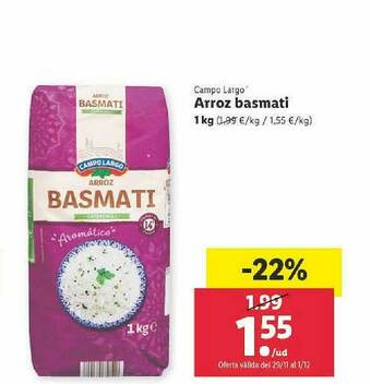 Lidl Campo Largo Arroz Basmati oferta