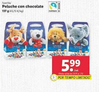 Lidl Favorina Peluche Con Chocolate oferta