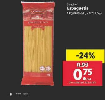 Lidl Combino Espaguetis oferta