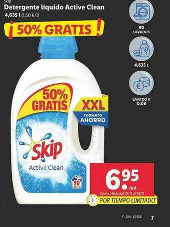 Lidl Skip Detergente Liquido Active Clean oferta