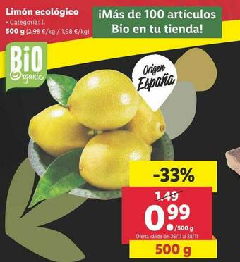 Lidl Limón Ecológico oferta