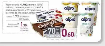 Condis Alpro Mango Yogur de doja mango, 400g natural con avena, con coco, vainilla, pack 2/arándanos + 2/frutos rojos 500g oferta
