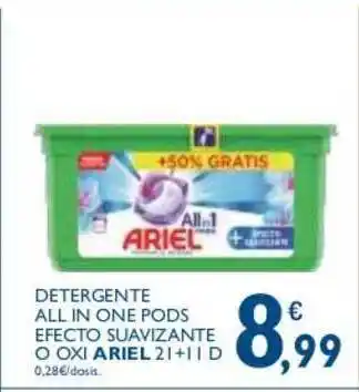 Supermercados La Despensa Ariel Detergente All In One Pods Effecto Suavizante O Oxi 2L+1L D oferta