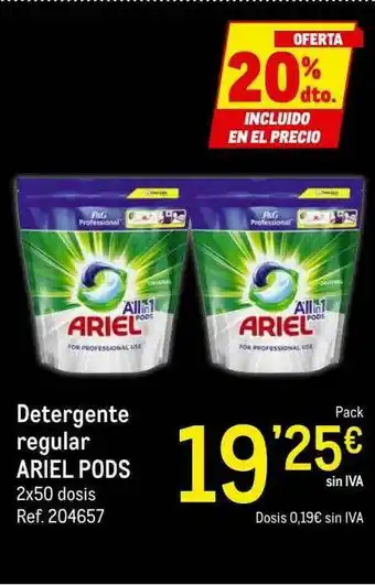 Makro 20% Dto. Detergente Regular Ariel Pods oferta
