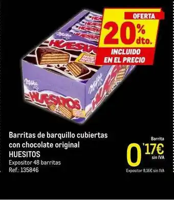 Makro 20% Dto. Barritas De Barquillo Cubiertas Con Chocoalte Original Huesitos oferta