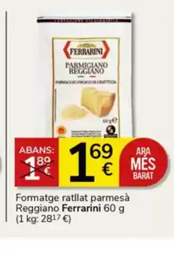 Supermercados Charter FERRARINI Formatge ratllat parmesà Reggiano oferta