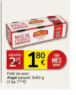 Supermercados Charter ARGAL Paté de porc oferta