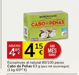 Supermercados Charter Escopinyes al natural 80/100 peces oferta