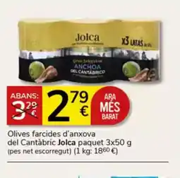 Supermercados Charter JOLCA Olives farcides d'anxova del Cantàbric oferta