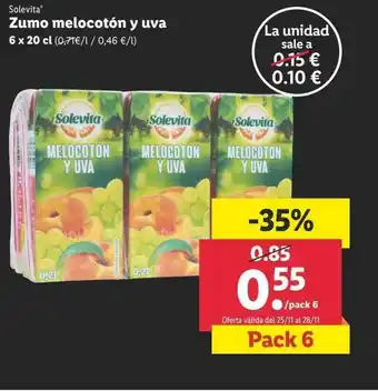 Lidl Solevita Zumo Melocotón Y Uva oferta