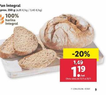 Lidl Pan Integral oferta
