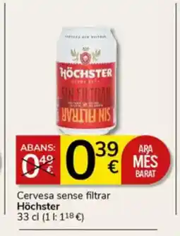 Supermercados Charter HOCHSTER Cervesa sense filtrar oferta