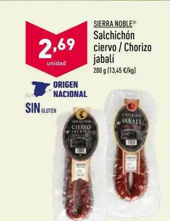 ALDI Sierra Noble Salchichón Ciervo Chorizo Jabali oferta